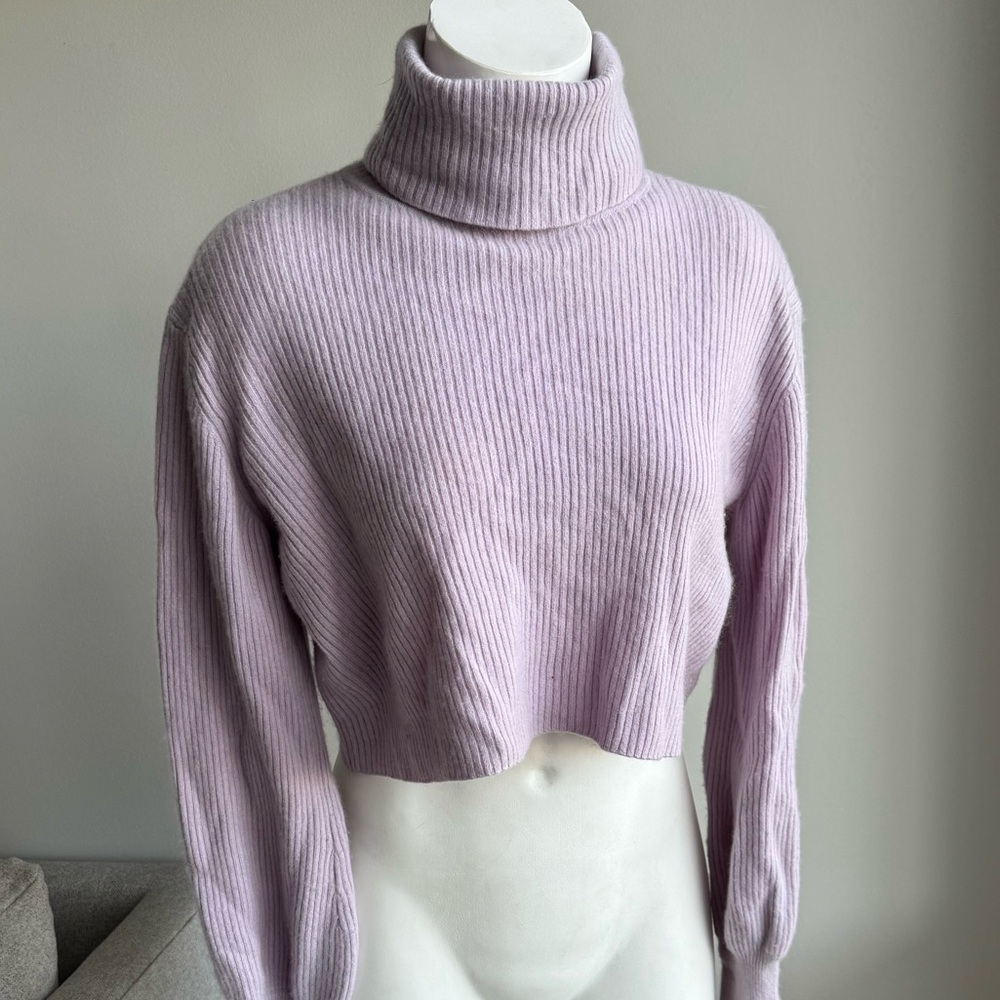 Reformation Luisa Cropped Lilac Cashmere Sweater